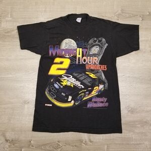 Vintage 90s Rusty Wallace Midnight Hour Nascar Shirt Mens L USA Single Stitch